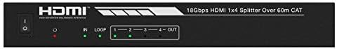 Monoprice Blackbird 4K HDMI 2.0 1x4 ערכת מאריך מפצל | 18GBPS, HDR, 4K@60Hz, Cat7 עם IR, Loop Out, EDID, POC ו- 4 מקלטים,